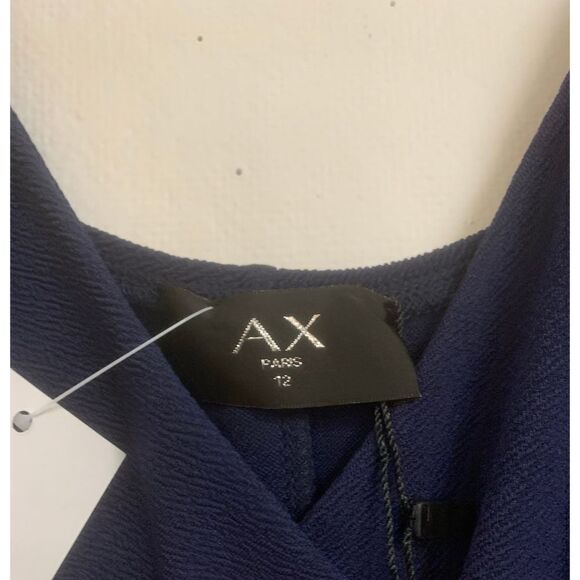 Navy Blue Drape Dress - Picture 3 of 4